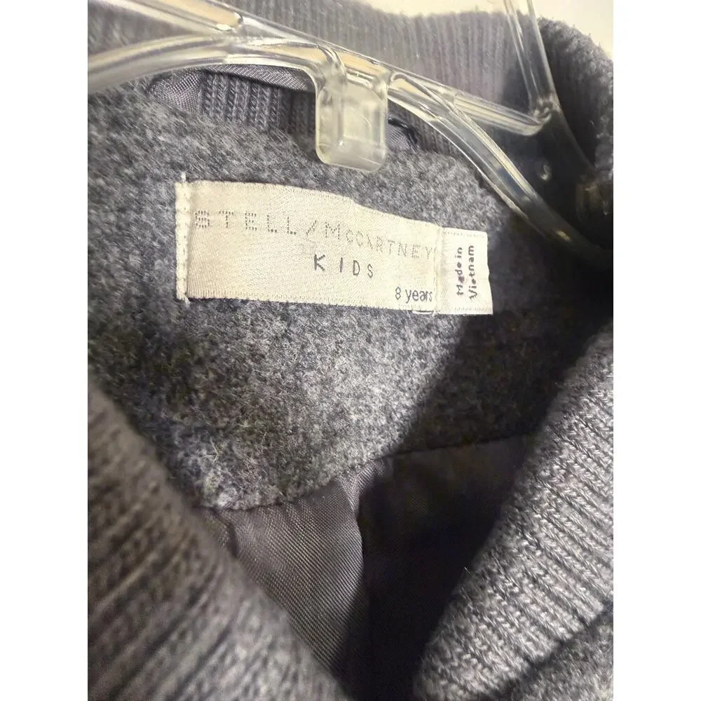Stella McCartney Kids Girls Gray Wool Blend Stadium Coat Sz. 8yrs